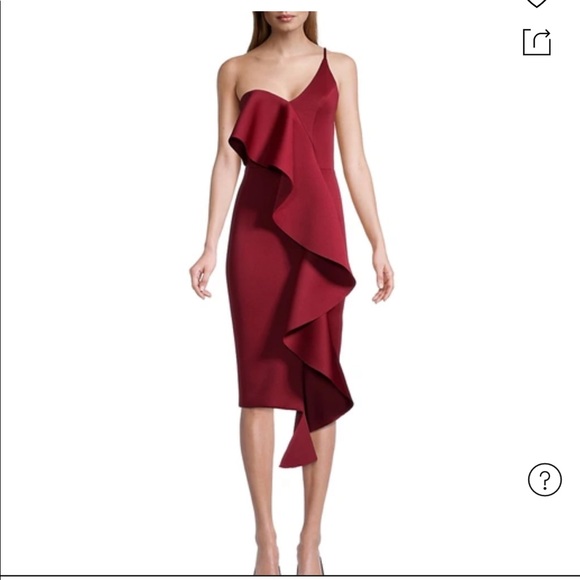 Gorgeous Lavish Alice One-shoulder Strappy Bandeau Scuba Dress In Burgundy - Picture 5 of 6